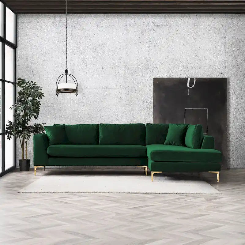 Mae Velvet Corner Sectional Sofa in Mid-Century Modern Style - image 1