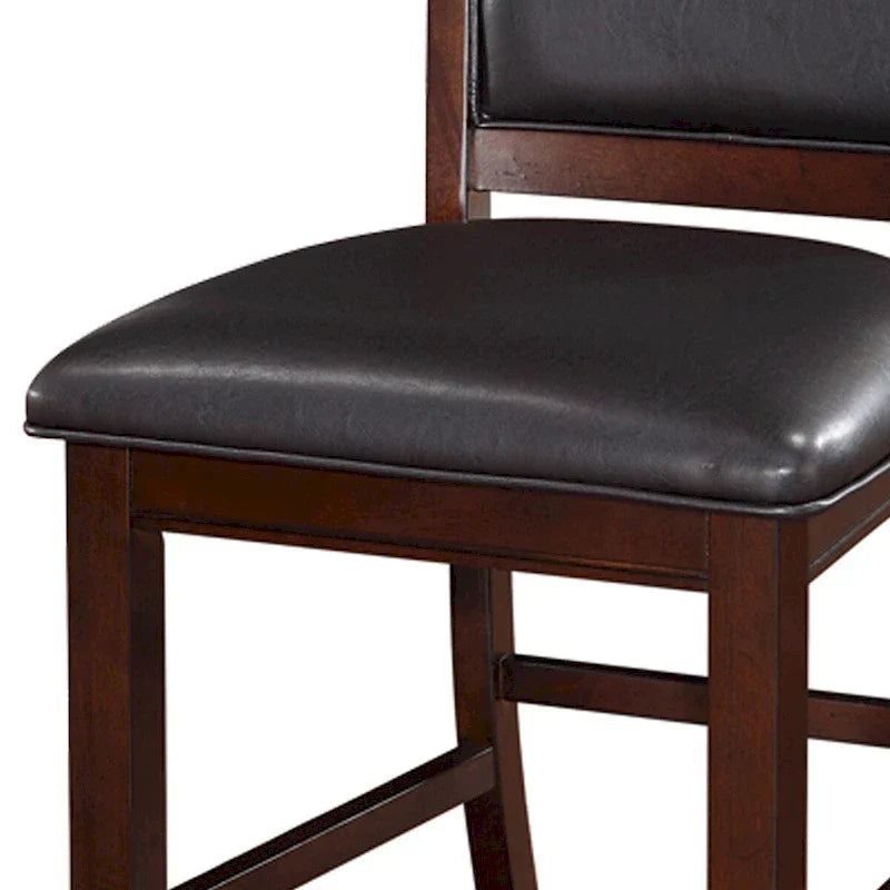 Upholstered Counter Height Chairs  Espresso Wood with Faux Leather - image 5