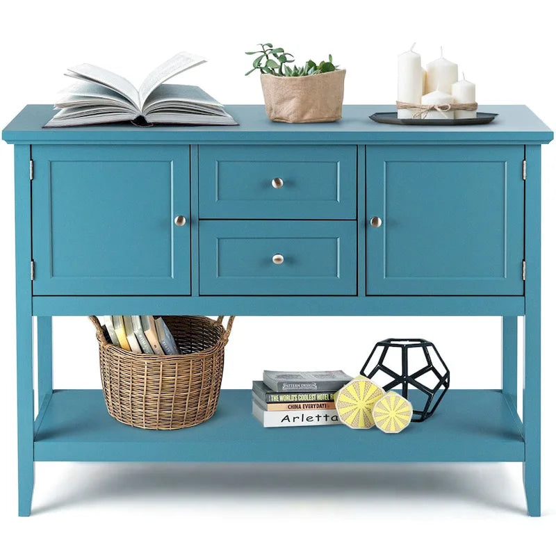 Modern Wooden Sideboard Buffet Cabinet with Drawers & Open Shelf - image 27