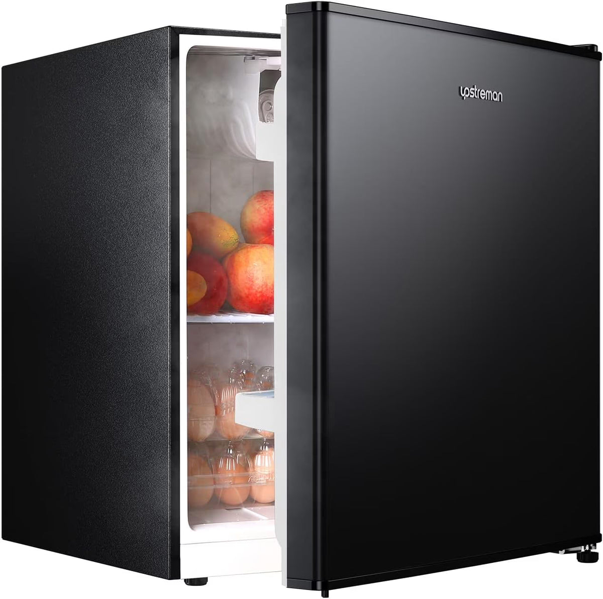 Upstreman 1.6 Cu.ft Single Door Mini Fridge with Freezer, Small Compact Refrigerator with Reversible Door for Apartment Dorm Office Bedroom RV, FR16 Black - image 1