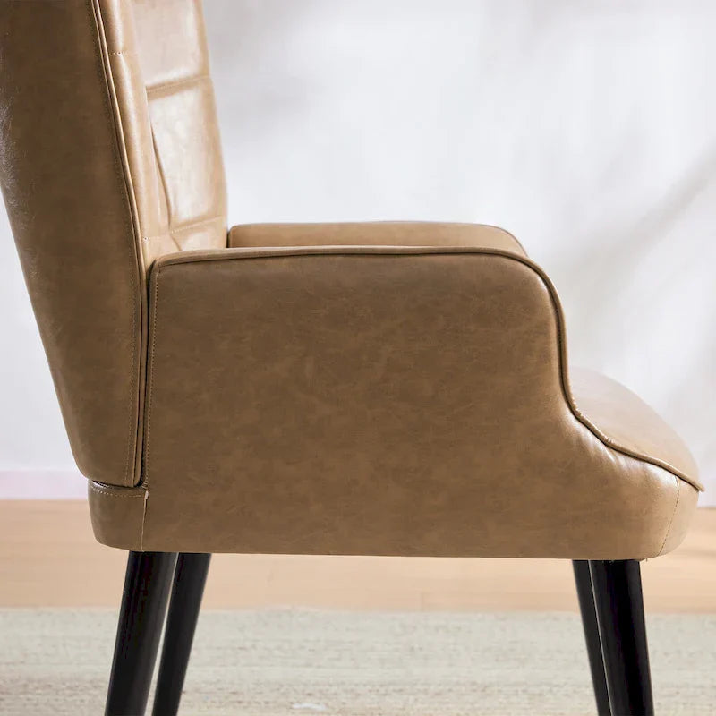 Set of 2 High-Back Tufted Accent Chairs in Cream, Brown, and Taupe - image 17