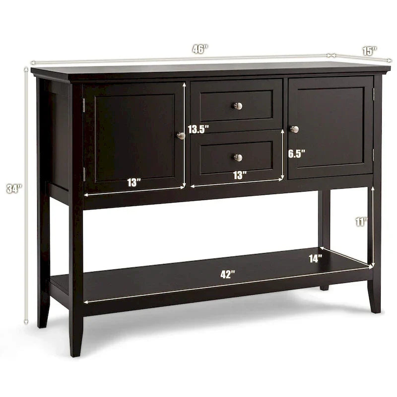 Modern Wooden Sideboard Buffet Cabinet with Drawers & Open Shelf - image 30