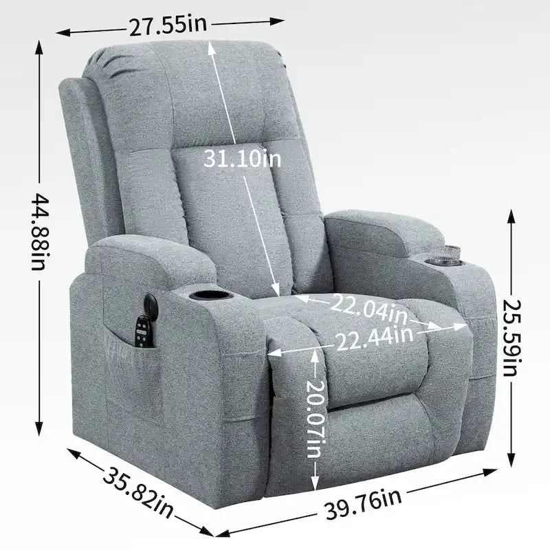 Lazy Boy Power Lift Recliner Chair, Modern Single Motor Massage Sofa Chair with Lumbar Heating, USB Charging Port, Cup Holders - image 24