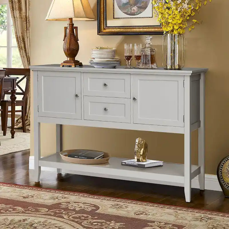 Modern Wooden Sideboard Buffet Cabinet with Drawers & Open Shelf - image 5