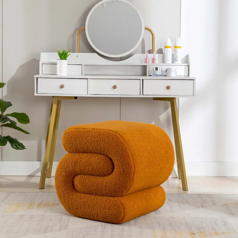 Contemporary S-Shape Ottoman Makeup Stool and Footrest for Living Room and Bedroom - image 9