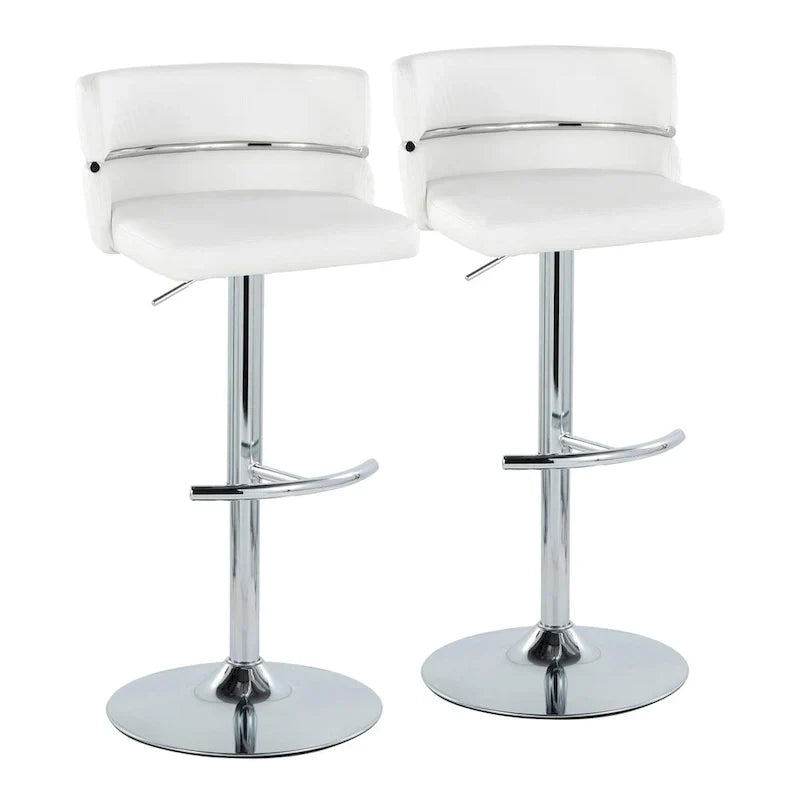 Set of 2 Silver Orchid Lena Adjustable Bar Stools with Rounded T Footrest - image 5