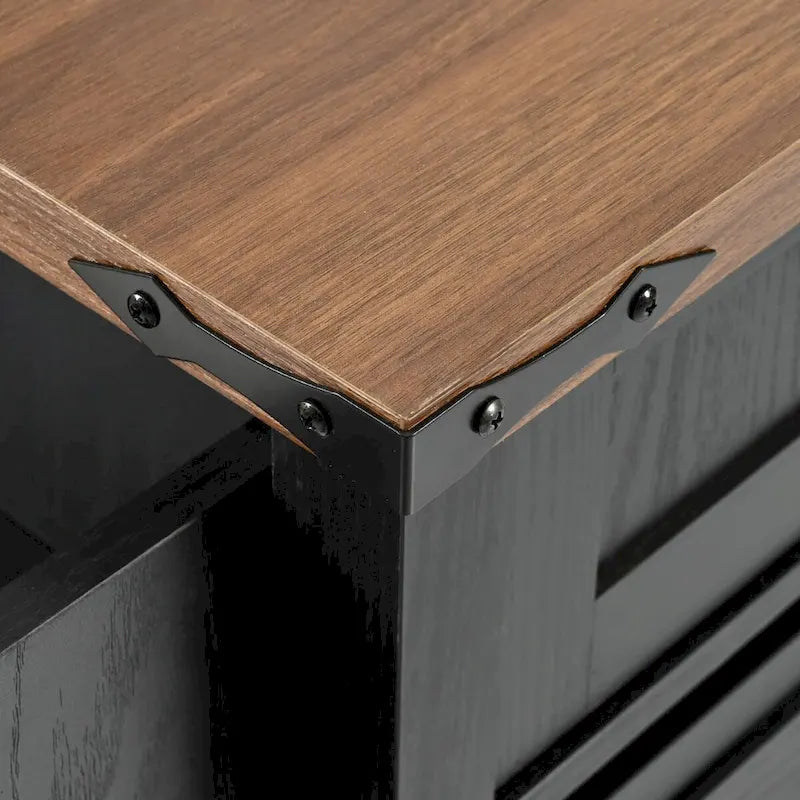 53.7-Inch Farmhouse Kitchen Island with Power Outlet, Featuring 2 Sliding Barn Doors and Drop Leaf Design - image 21
