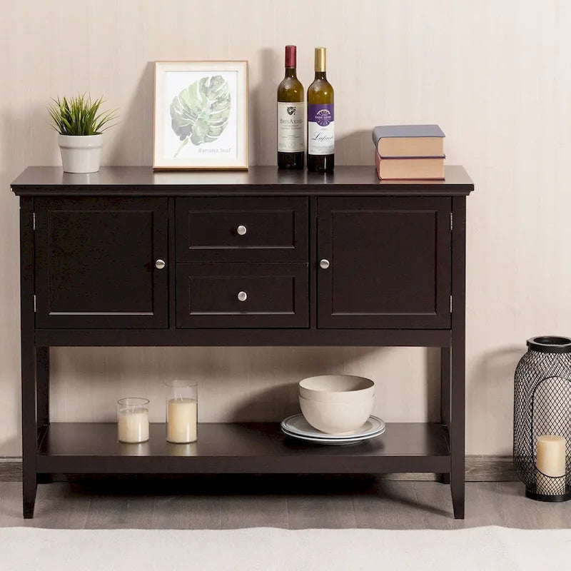 Modern Wooden Sideboard Buffet Cabinet with Drawers & Open Shelf - image 31