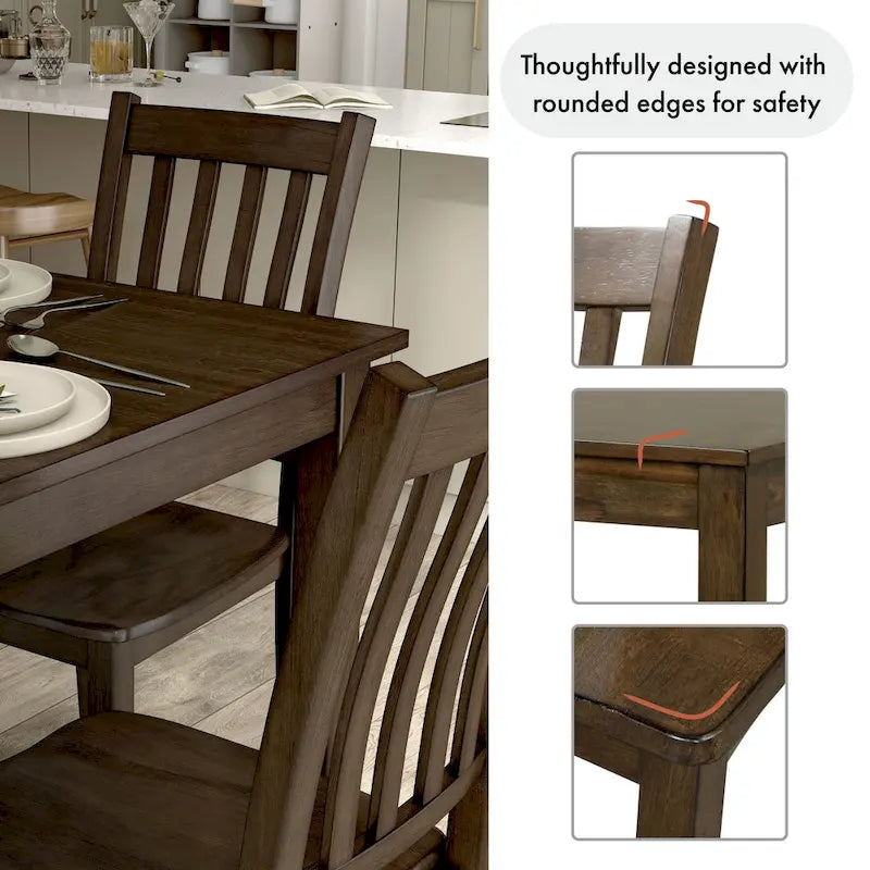 Denhour DH Basic Traditional Solid Wood 5-Piece Dining Set - image 9