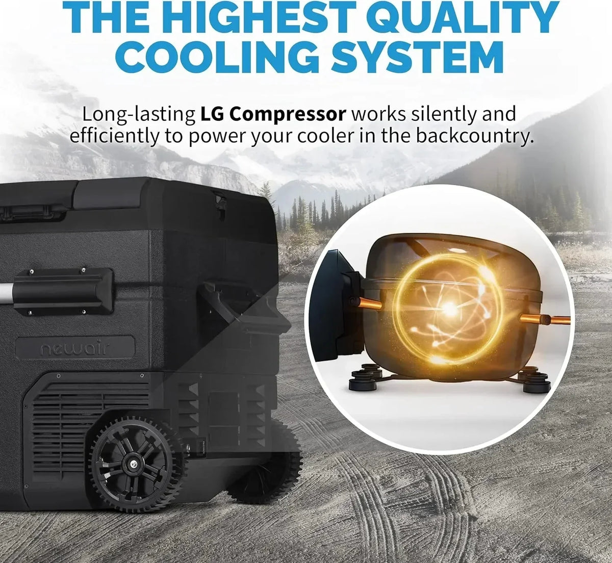 48 Qt. Portable 12v Electric Cooler with LG Compressor, Fridge and Freezer, Rugged Wheels, and Solar Power Input, Perfect Plug-In Cooler for Camping, Trucks, Travel, Car and Home - image 6