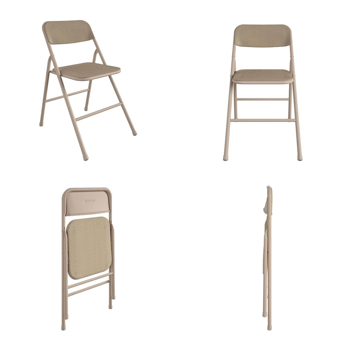 COSCO 5 - Piece Folding Dining Set with Card Table and 4 Fabric Padded Chairs, Tan - image 7