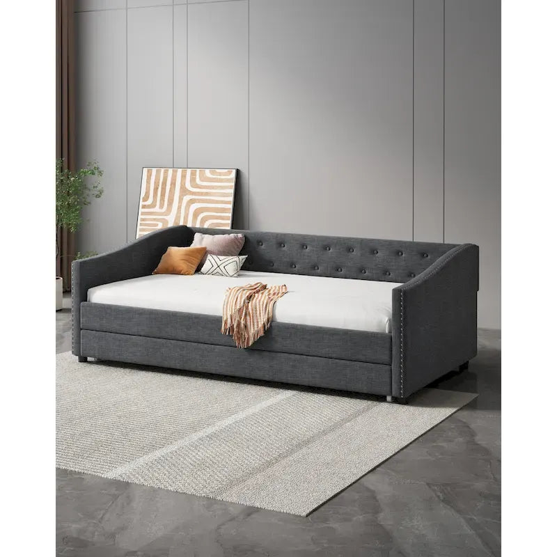 Christopher Knight Home Bennett Tufted Daybed Sofa with Storage Drawers and Stylish Curved Arms - image 10