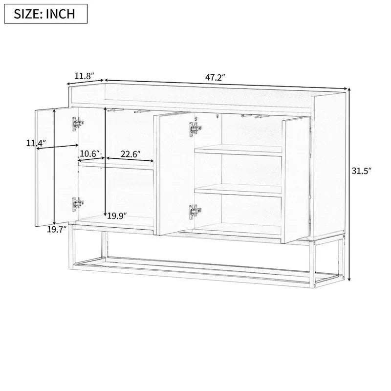 47.2-Inch Modern Sideboard/Buffet with Spacious Table and Four Doors - image 31