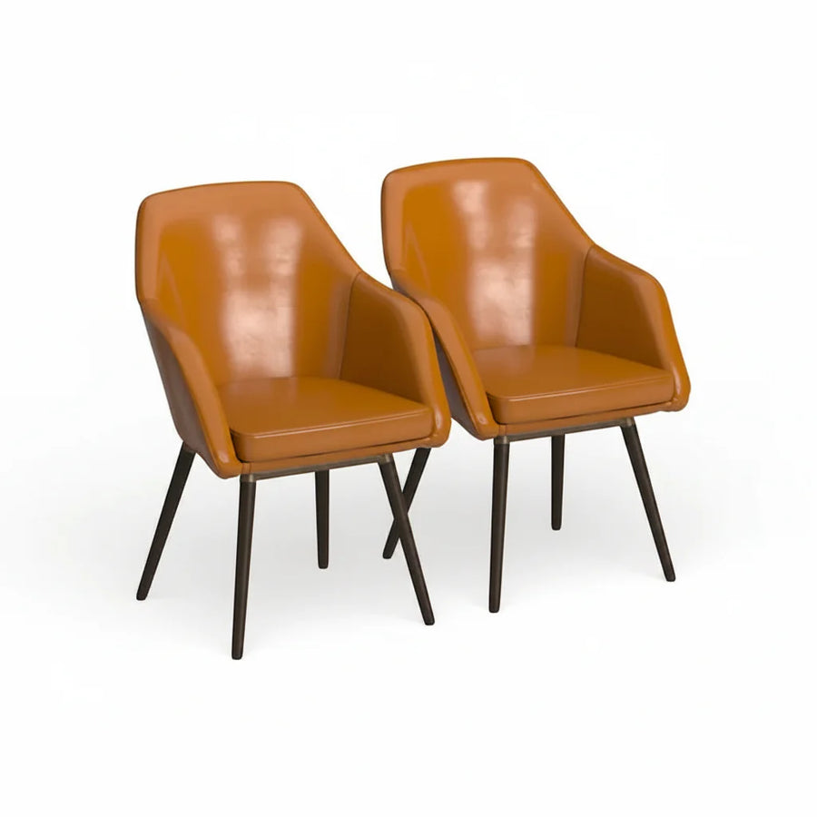 Set of 2 Carson Carrington Akrehamn Cappuccino Faux Leather Armchairs - image 1
