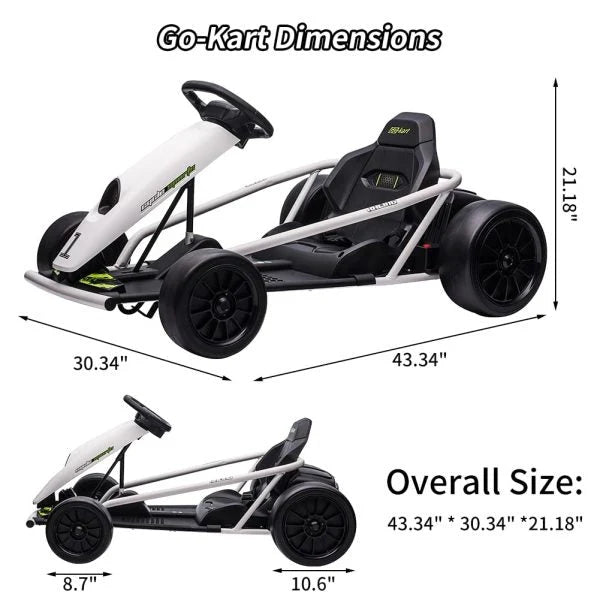 24V Electric Go-Kart for Kids Ages 8-12, Dual 300W Motors, 9Ah Battery - image 5