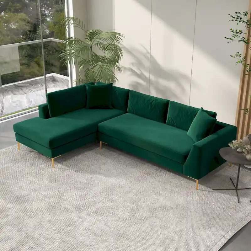 Mae Velvet Corner Sectional Sofa in Mid-Century Modern Style - image 4