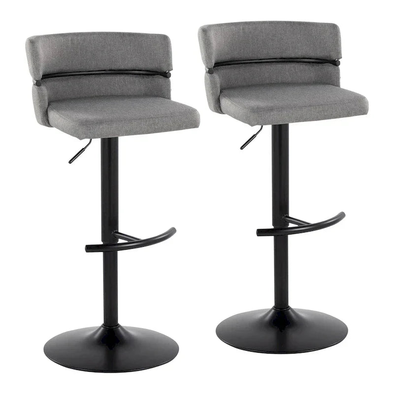 Set of 2 Silver Orchid Lena Adjustable Bar Stools with Rounded T Footrest - image 13