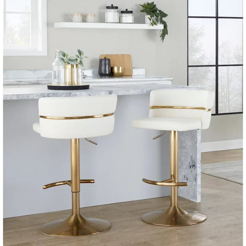 Set of 2 Silver Orchid Lena Adjustable Bar Stools with Rounded T Footrest - image 1