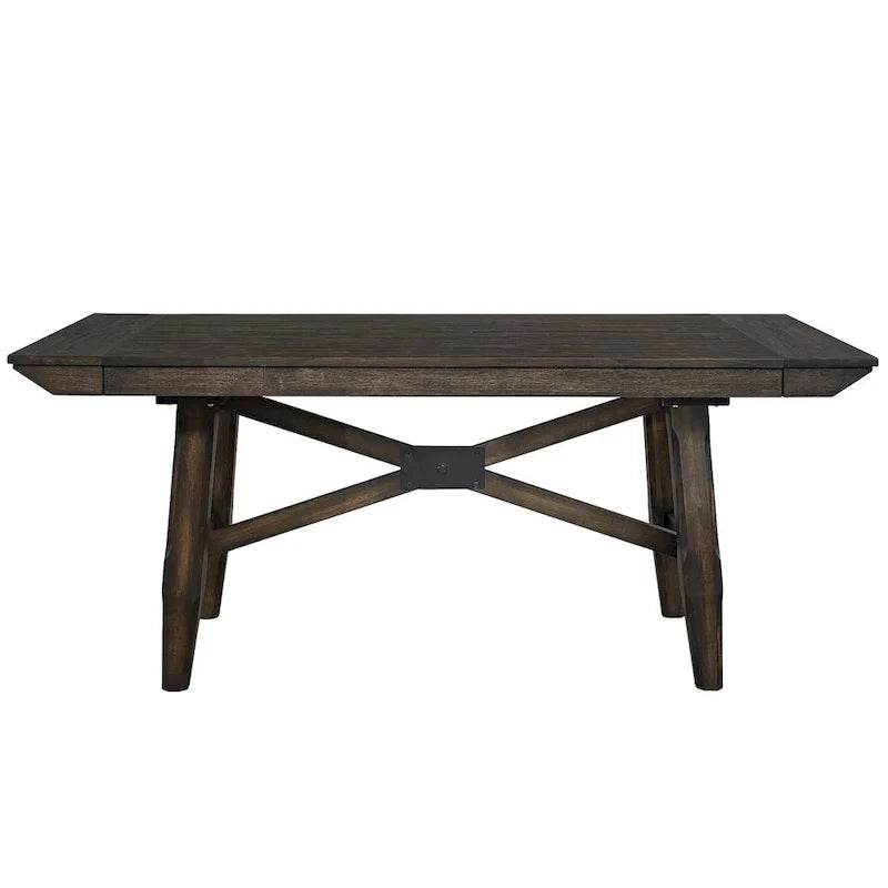 7-Piece Trestle Table Set with Double Bridge in Dark Chestnut - image 17