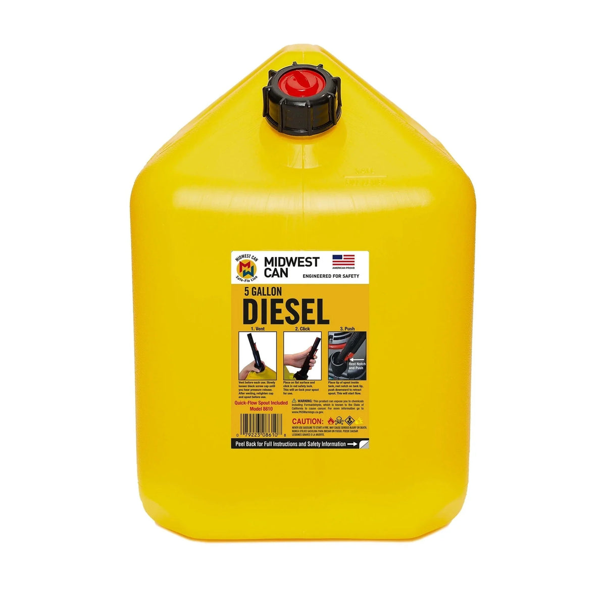 Midwest Can Company 5 Gallon Diesel Can Fuel Container w/ Auto Shut Off (4 Pack) - image 4