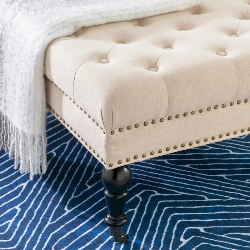 Abigal Natural Square Tufted Footstool - image 3