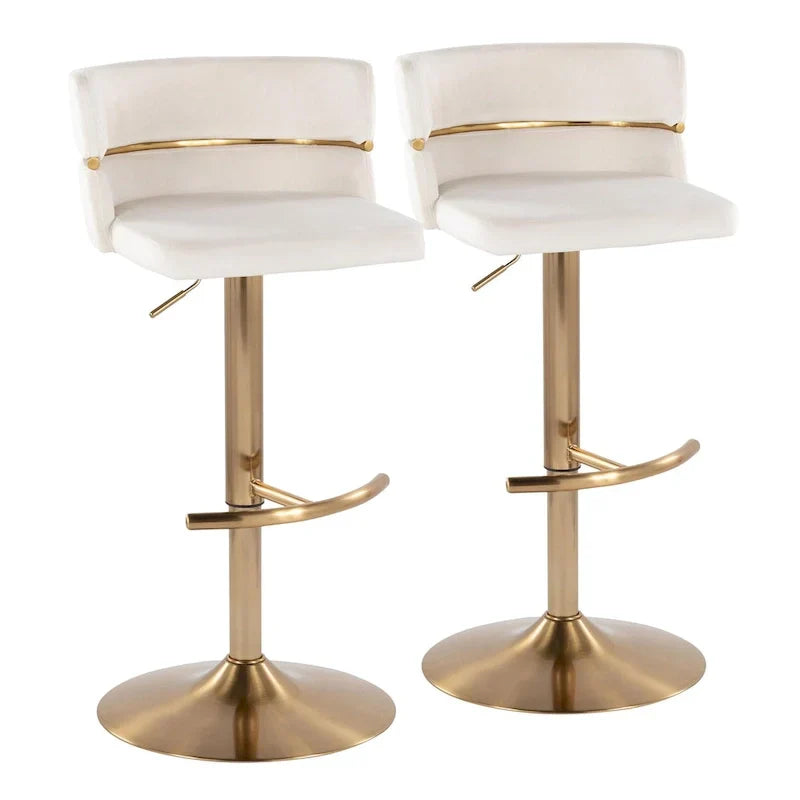 Set of 2 Silver Orchid Lena Adjustable Bar Stools with Rounded T Footrest - image 15