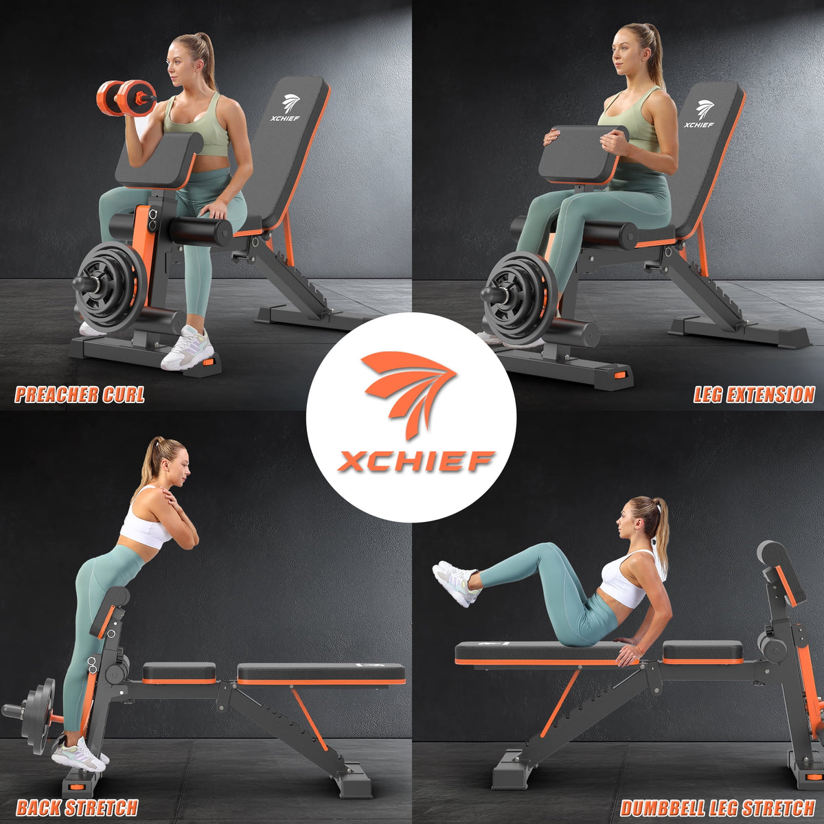 XCHIEF Adjustable Weight Bench - 1000 lbs Heavy Duty Foldable Workout Benchs Press with Leg Extension & Preacher Pad, Flat/Incline/Decline for Home Gym - image 5