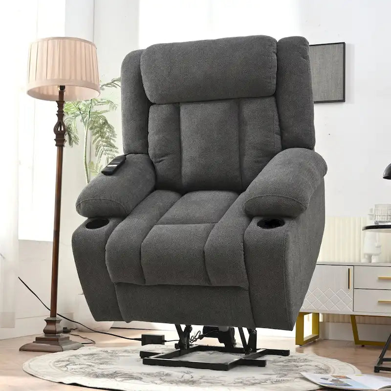 Elevated Recliner Chair for Seniors - Fabric Lift Chair with Extended Footrest, Dual Cup Holders, Side Pockets, and Remote Control - image 14