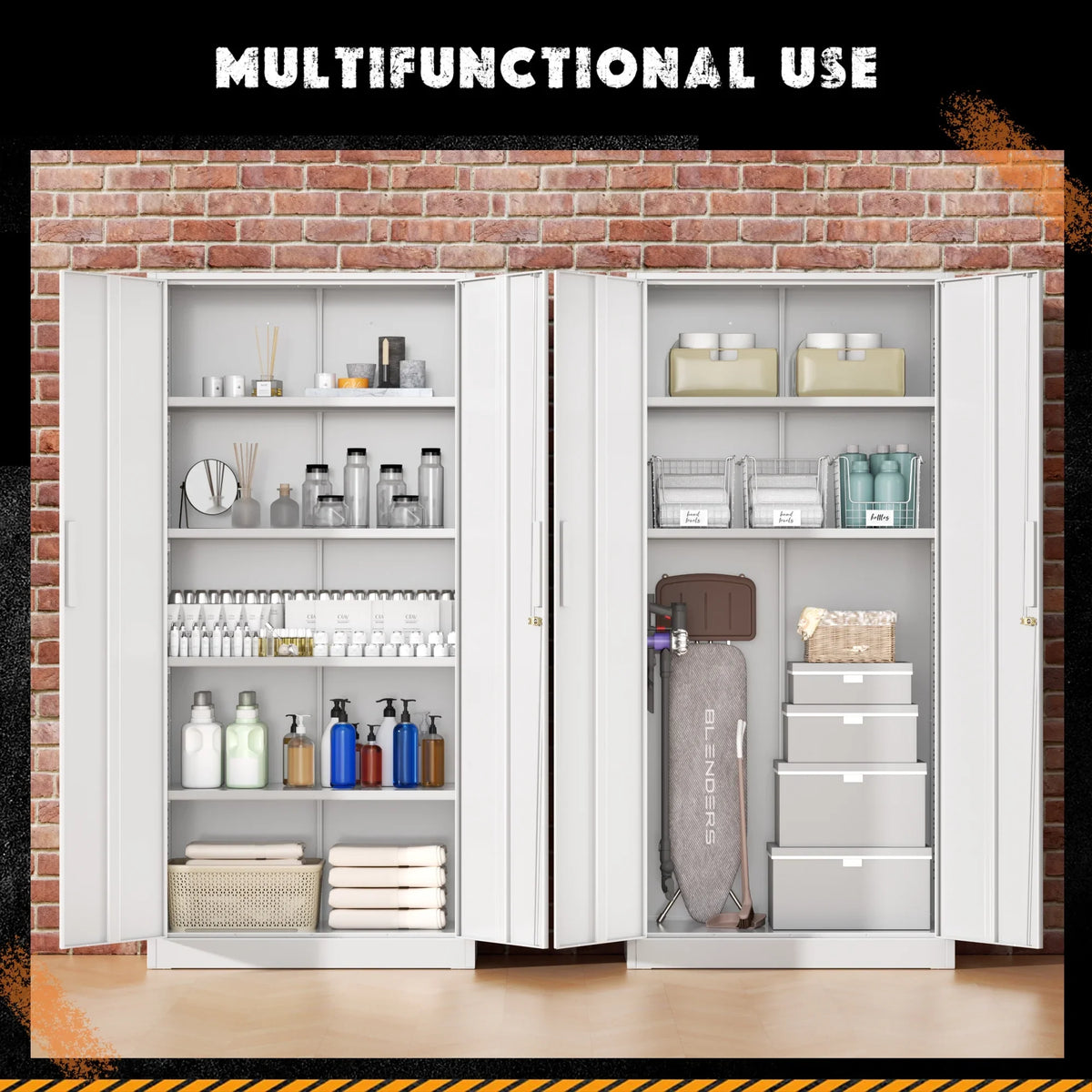 SOLAURA 71" Metal Garage Storage Cabinet with Locking Doors and Adjustable Shelves for Home, Office(Black) - image 59