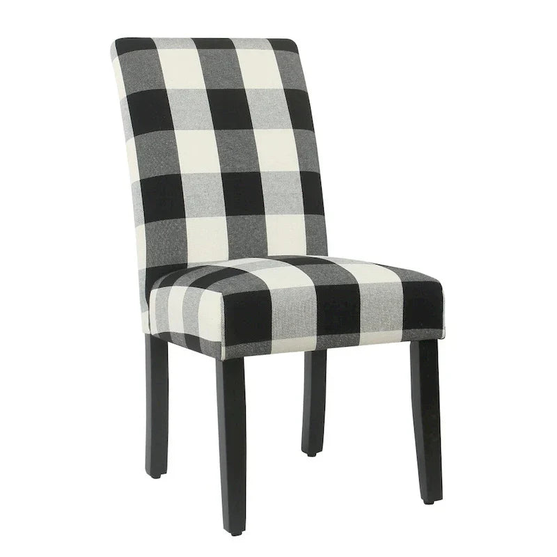 Set of 2 HomePop Black Plaid Parsons Dining Chairs - image 4