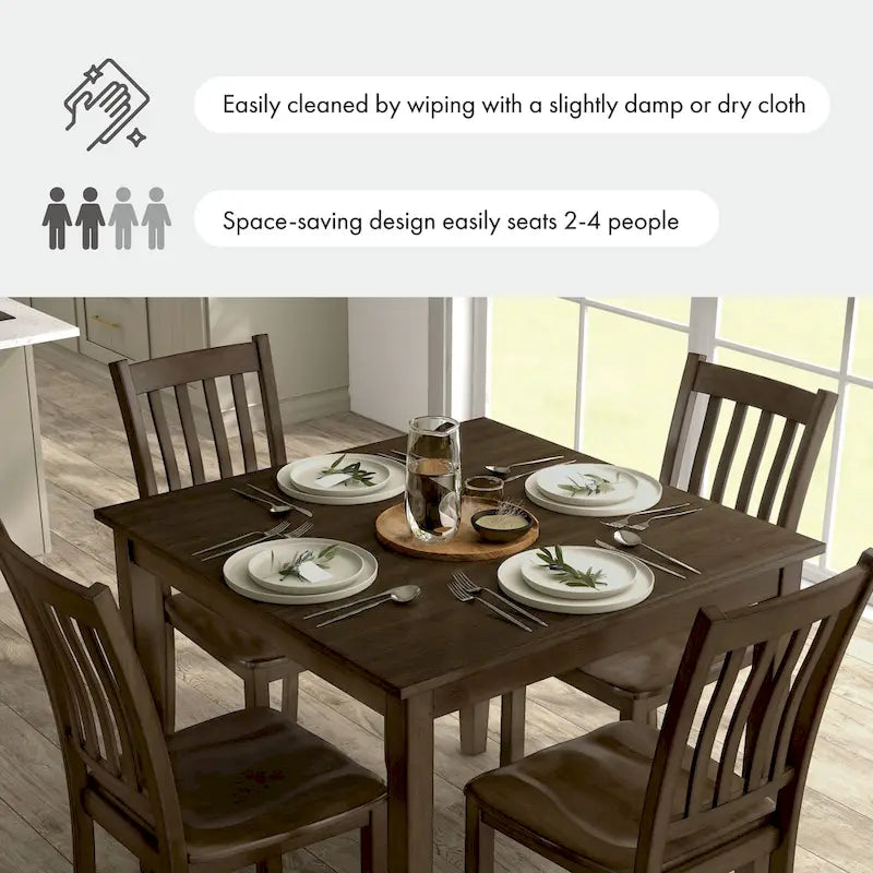 Denhour DH Basic Traditional Solid Wood 5-Piece Dining Set - image 10