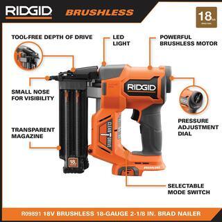 RIDGID 18V Brushless Cordless Nailer Combo Kit with Brad & Finish Nailers, Battery & Charger - image 3