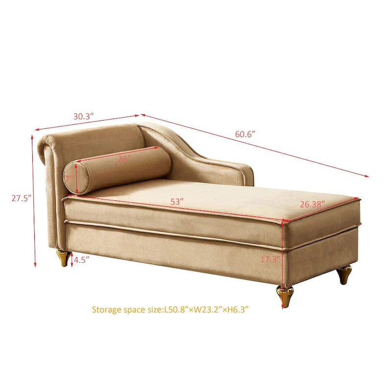 Contemporary Velvet Chaise Lounge Chair with Storage - image 15