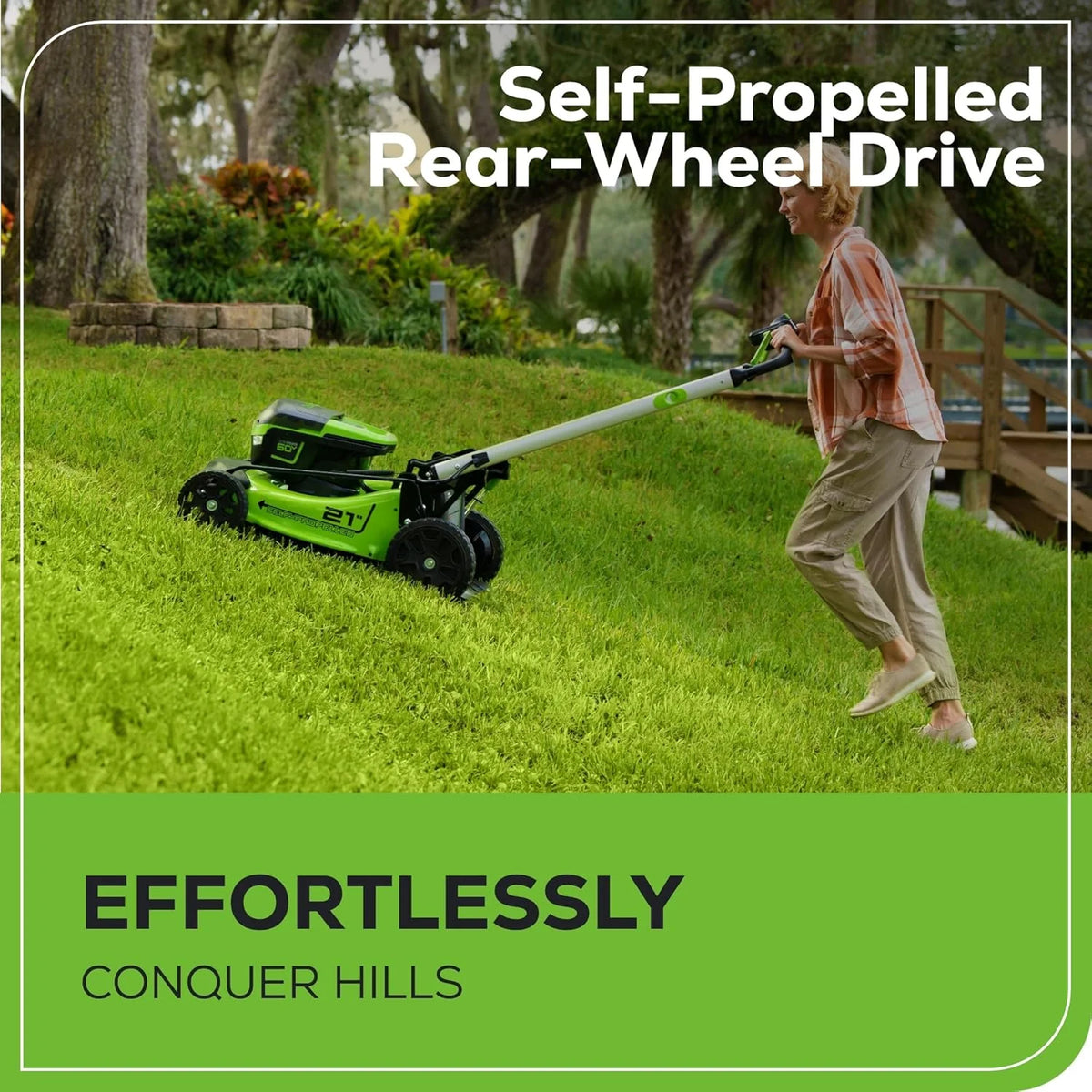 60V 21 Cordless (Self-Propelled) Lawn Mower , 2 x 4.0Ah Batteries and Dual Port Rapid Charger - image 5
