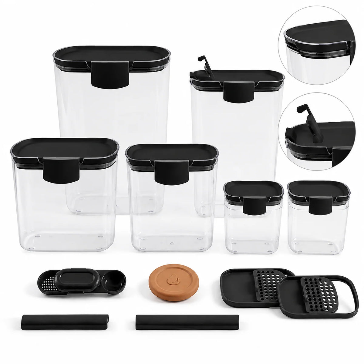 6 Piece Airtight Baking Ingredient Storage Container Set with Measuring Accessories - image 2