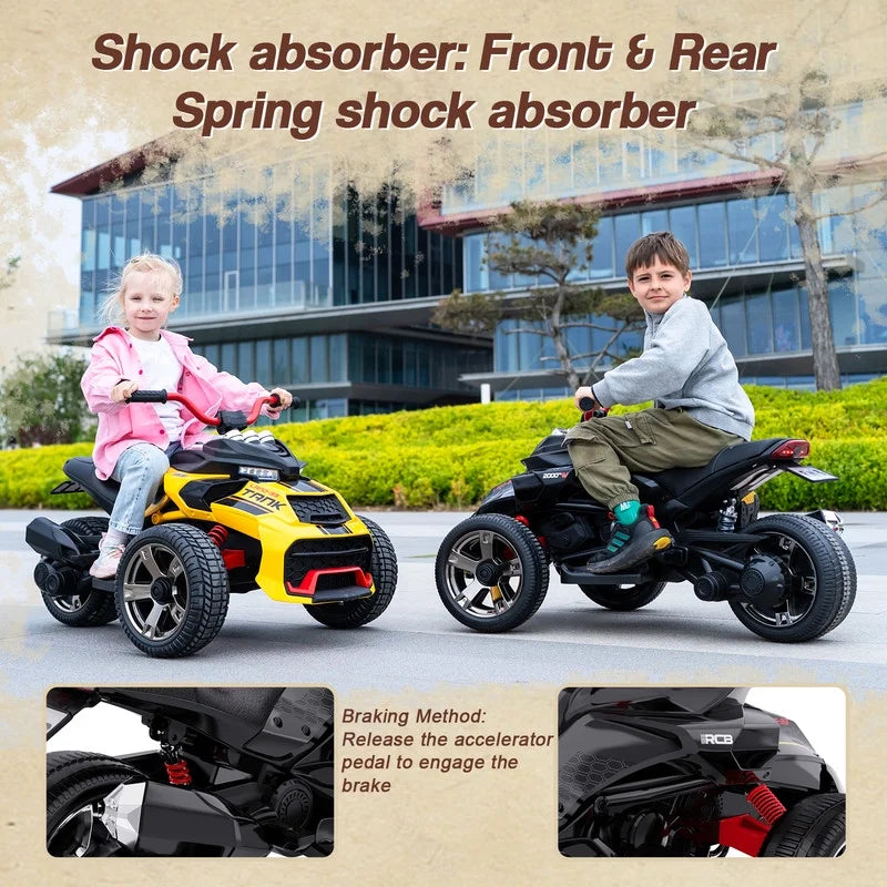RCB 12V Electric Ride-On,Dual Motors,Music,Up to 5 mph,3 Wheel ATV Style for Kids Ages 3+,Black - image 8