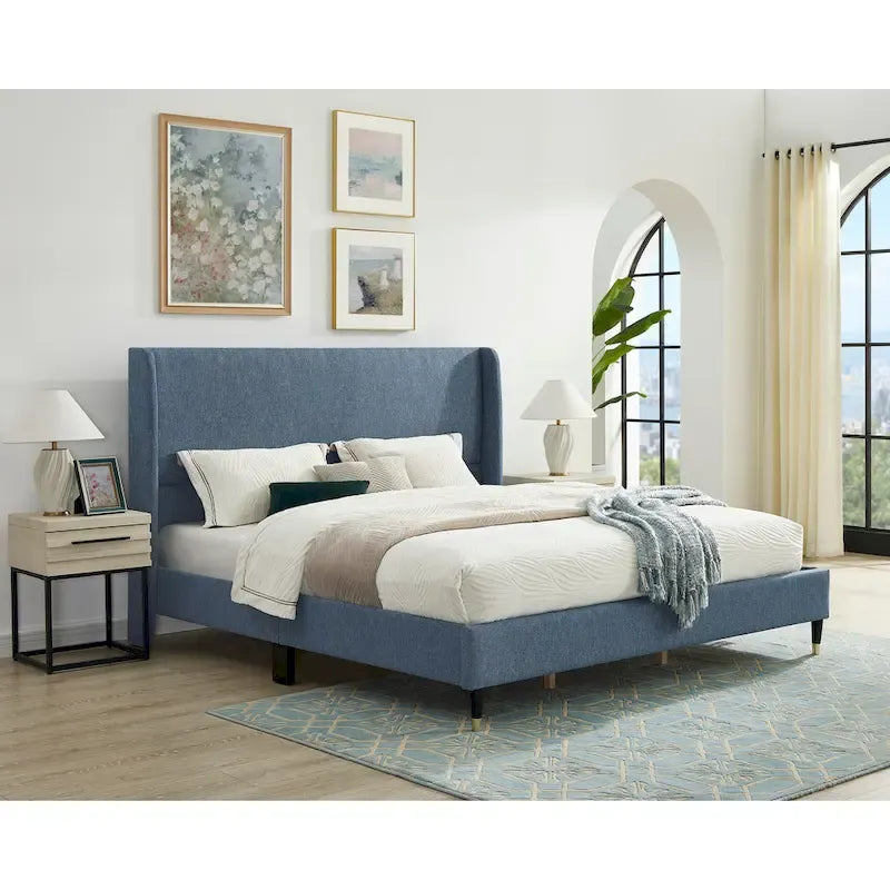 Roundhill Furniture Rozitta Upholstered Wingback Bed with Platform Design - image 24