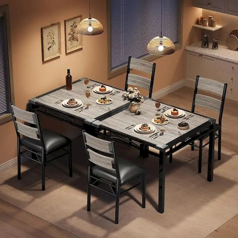 5-Piece Dining Table Set for 4 – Space-Saving Kitchen Set with Upholstered Chairs - image 21
