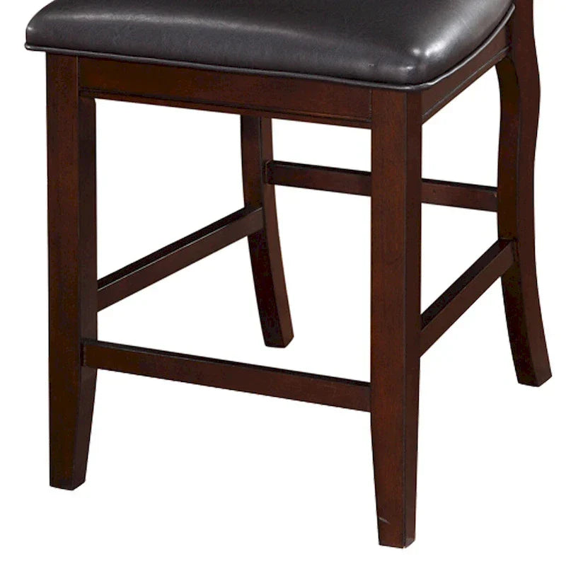 Upholstered Counter Height Chairs  Espresso Wood with Faux Leather - image 6