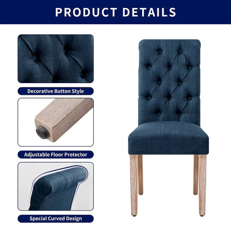 CHUN YI Modern Linen Parsons Dining Chairs - Set of 2 with Button Detail - image 8