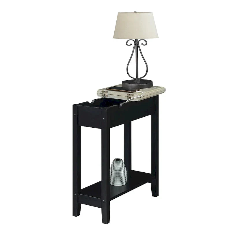 American Heritage Flip Top End Table with Charging Station and Shelf by Convenience Concepts - image 3