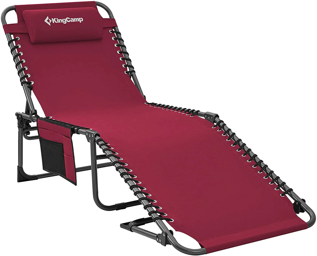 Adjustable 4-Position Folding Chaise Lounge Chair with Pillow Pocket, Supports 265lbs - image 9