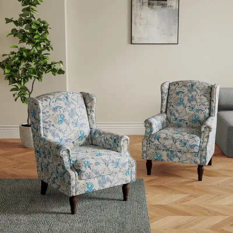 Pair of Stylish Upholstered Accent Chairs with Patterns for Living Room - image 15