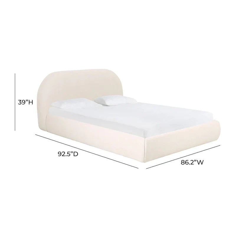 Bara King Bed in Cream Textured Velvet - image 8