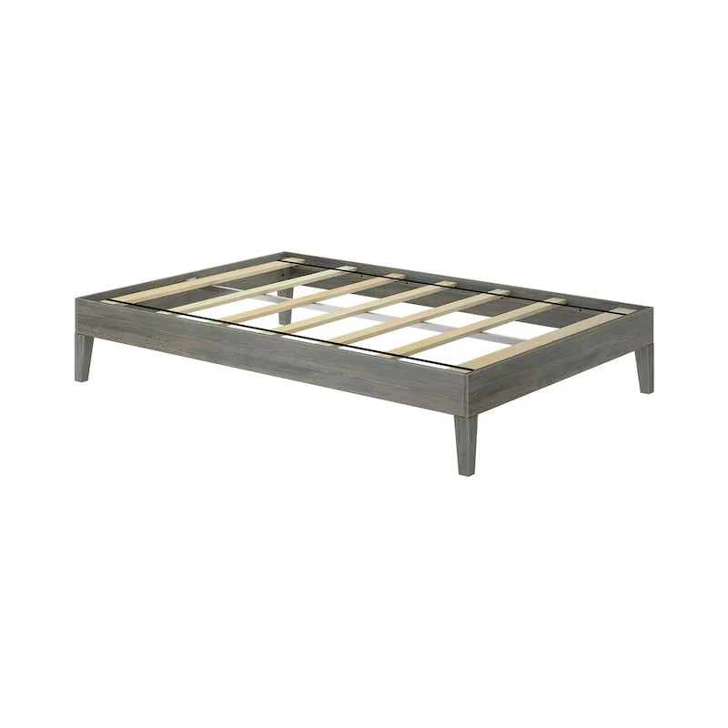 Full-Size Platform Bed with Plank and Beam Design - image 5