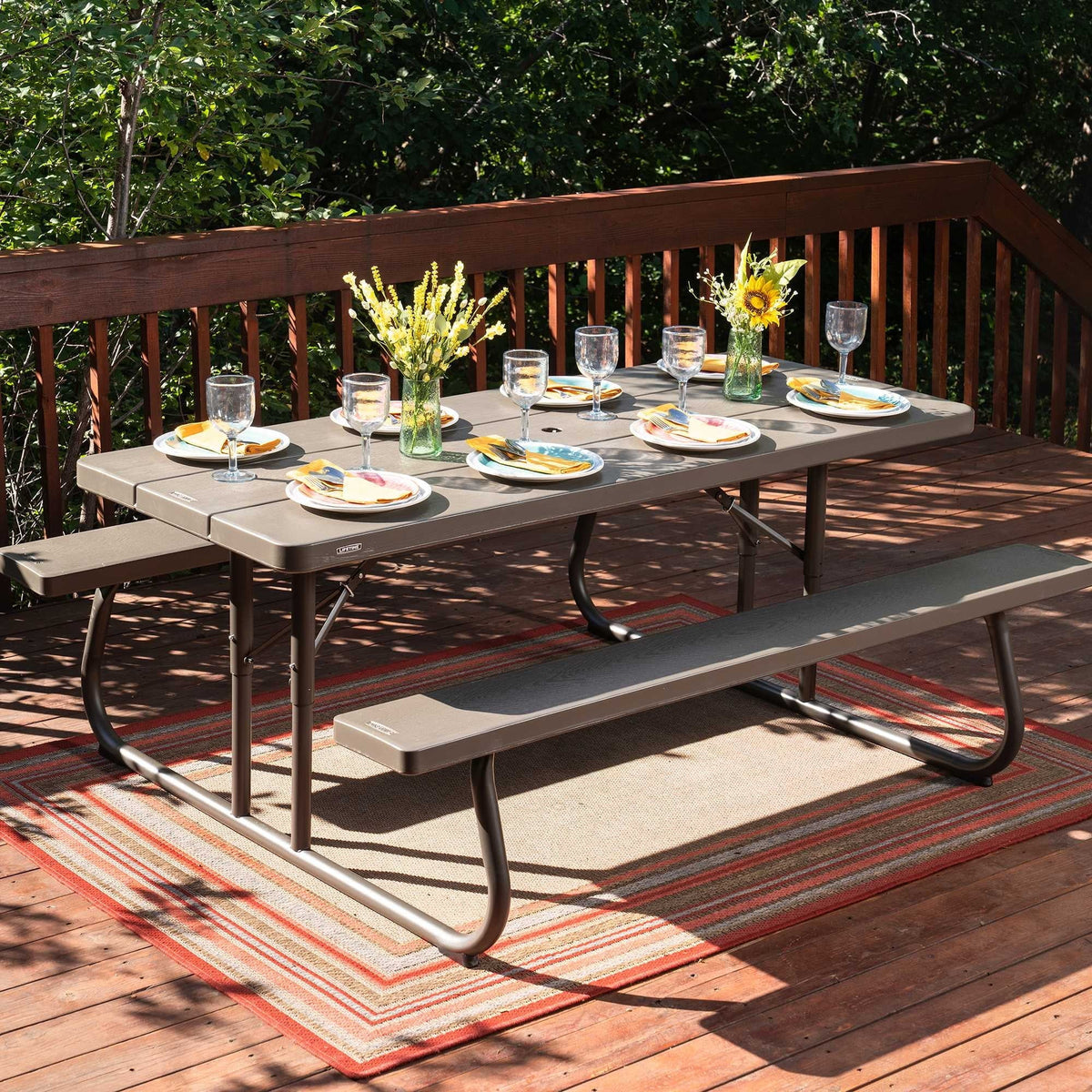 Lifetime 6 Foot Folding Picnic Table, Brown, 60105 - image 5