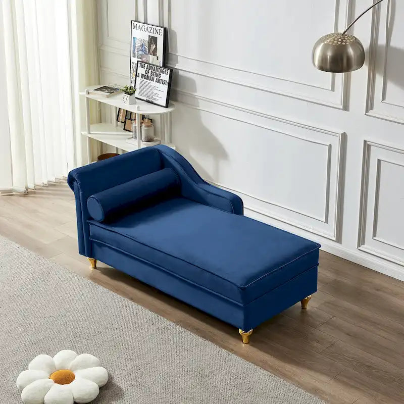 Contemporary Velvet Chaise Lounge Chair with Storage - image 17