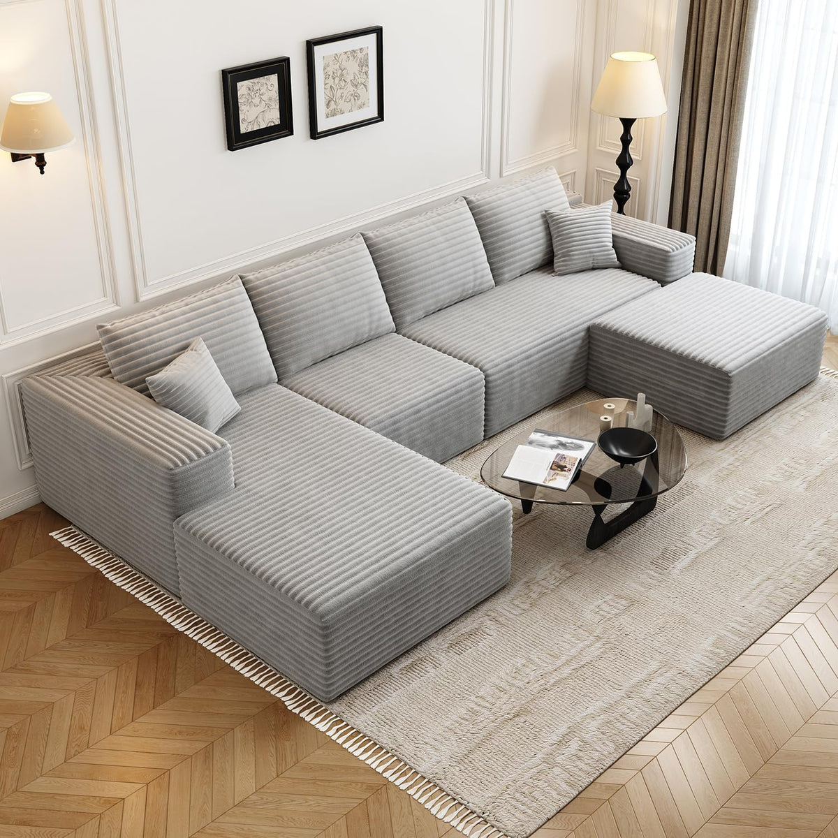 107.5" Cloud Modular Sectional Sofa Couch with L-Shape Chaise,Modern Minimalist Upholstered Couches for Living Room Bedroom,Deep Seat Corner Couch .No Assembly Required (Black,Left Facing Chaise) - image 21