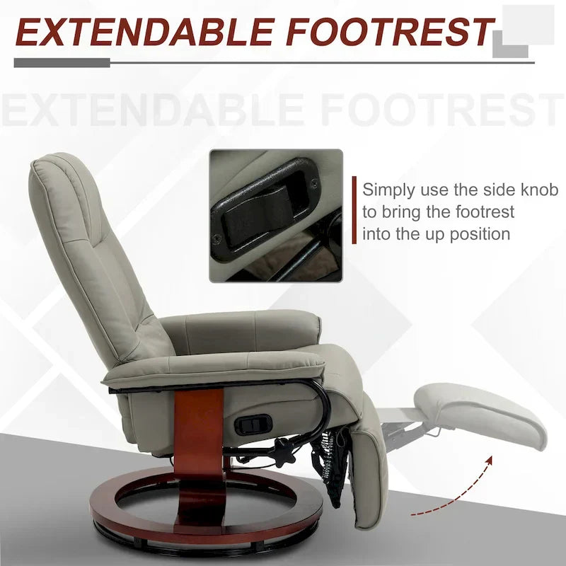 HomCom Faux Leather Adjustable Manual Swivel Base Recliner Chair with Comfortable and Relaxing Footrest - image 20