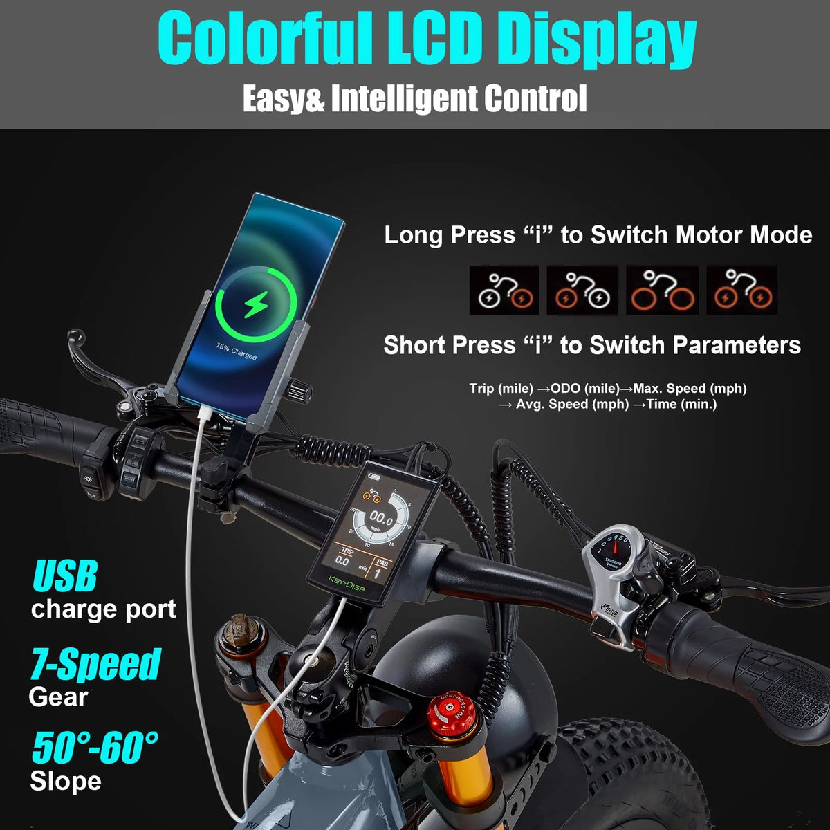 Electric Bike for Adults 26'', 1000W E - Mountain Bike 48V 30/20ah UL2849 Removable Battery, Fat Tire Ebike up to - image 27